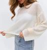 Spring Hollow Round Neck Thin Sweater Knitted Top For Women