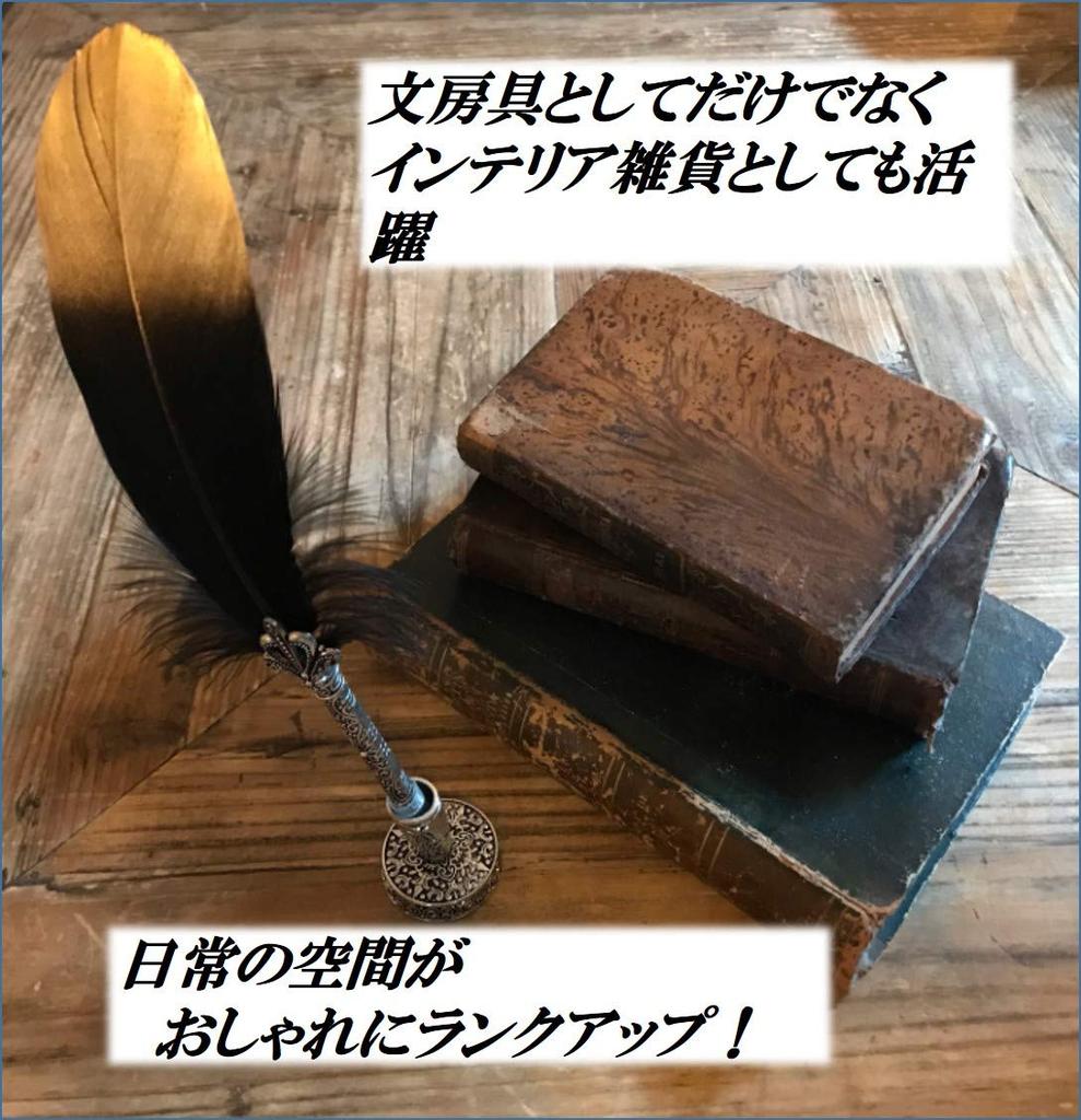 Quill Pen Stand Ink Bottle Set of 4 Antique Feather Dip Pen Fountain Pen Quill [ST TS] (01 Black)