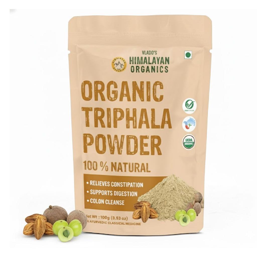 Vlado's Himalayan Organics Organic Triphala Powder - 100 GM | Triphala Churna For Gut, Immune & Intestinal Health | Colon & Digestion, For Balanced