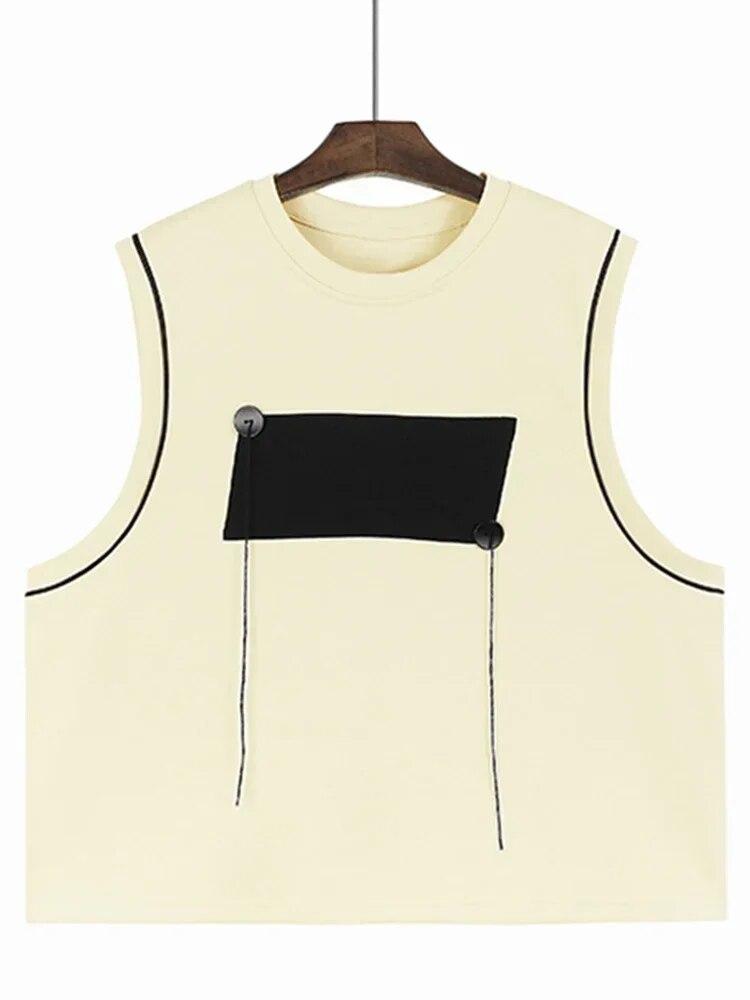 Xitao Лоскутный пуловер с круглым вырезом, без рукавов, свободный повседневный простой женский жилет HQQ1739