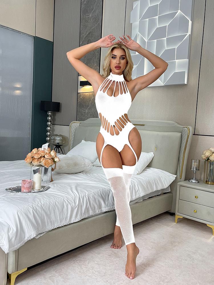 Sexy Fishnet Open-Crotch Suspender Bodysuit Lingerie (W815)