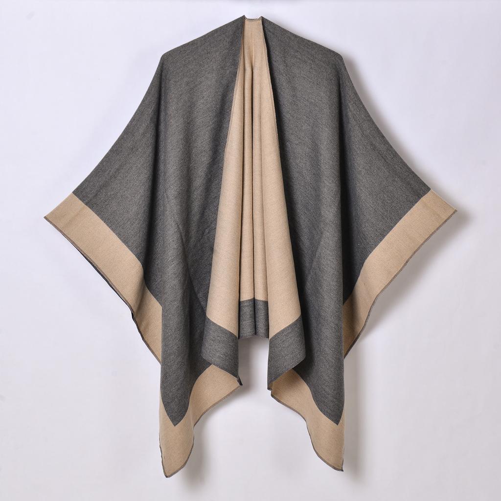 New Women's Spring Scarf Shawl Fashion Versatile Solid Color Four Seasons Imitation Cashmere Split Cape Amazon
