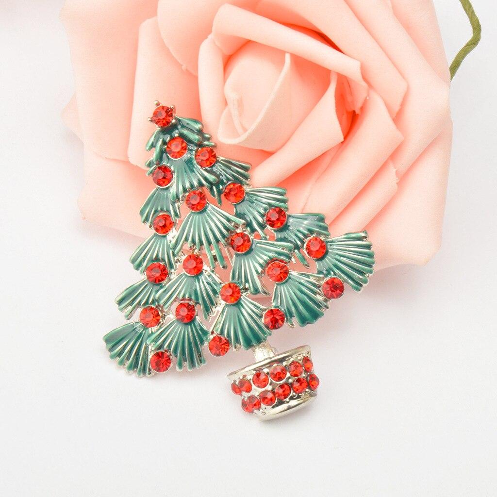 Blucome Christmas Brooches Cute Anime Christmas Tree Shape Brooch Pins for Women Men Suit Scarf Hijiab Pins Christmas Gifts