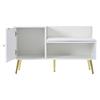 Luxurious Shoe Chest in White with Storage, Upholstered Bench and Backrest - Shoe Rack with Metal Handles and Legs - for Entryway - W100/D40/H58 cm