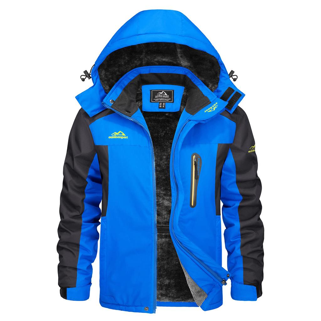 TACVASEN Men's Waterproof Ski Jacket Fleece Lining Warmth Parka Winter Snow Working Outdoors Hooded Coat Rain Shell Windbreaker