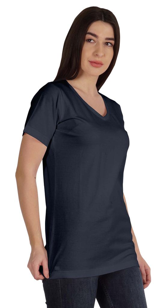 Inkmeso Basic V-neck Jersey T-shirt Short Sleeve Long Length Tee Workout Top For