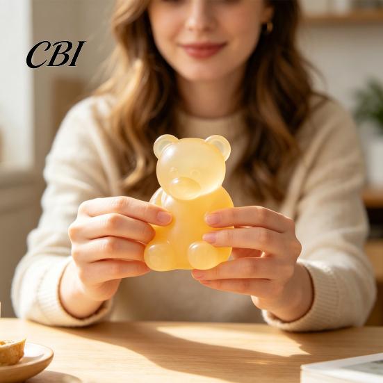Relaxation Soft Toy Bear Shape Stress Relief Toy, Elastic Sensory Fidget High Density Travel Size Reliever Durable TPR Ball, Portable Pinch