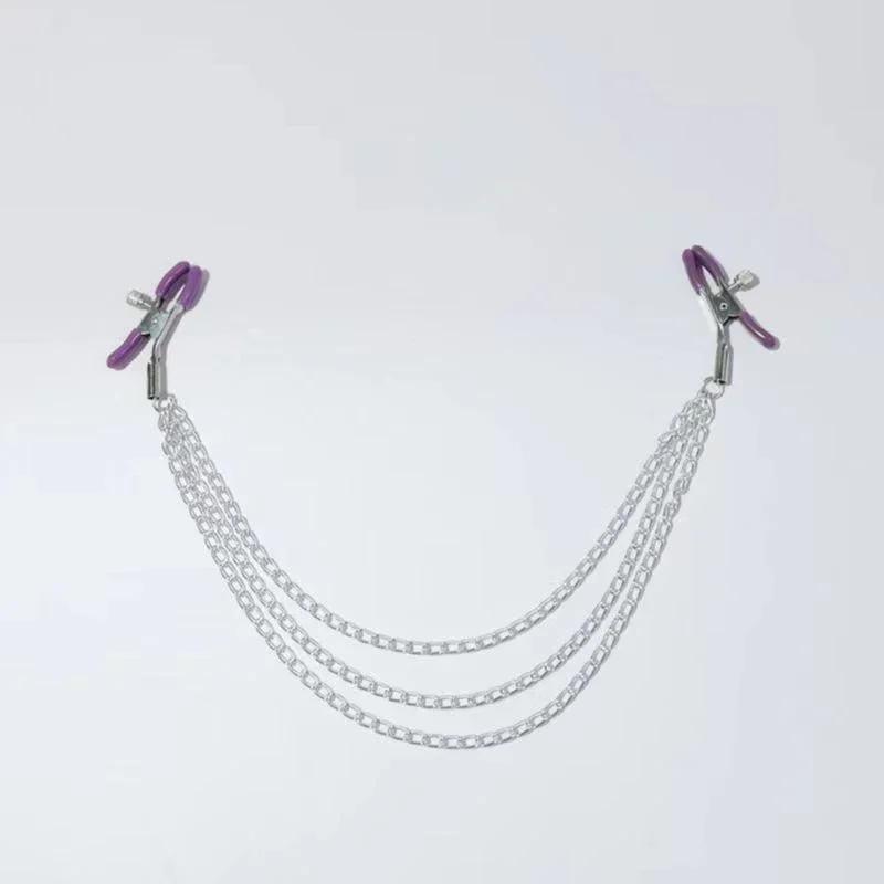 Зажим для сосков Клипса для сосков Секс-игрушка с цепочкой Фетиш Секс-игрушка Металл из нержавеющей стали Секс-рабы SM Набор 3 зажима 3 цепочки