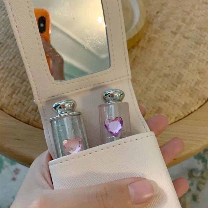 Мини-сумка для помады с зеркалом и медвежонком - портативный дорожный футляр для хранения косметики