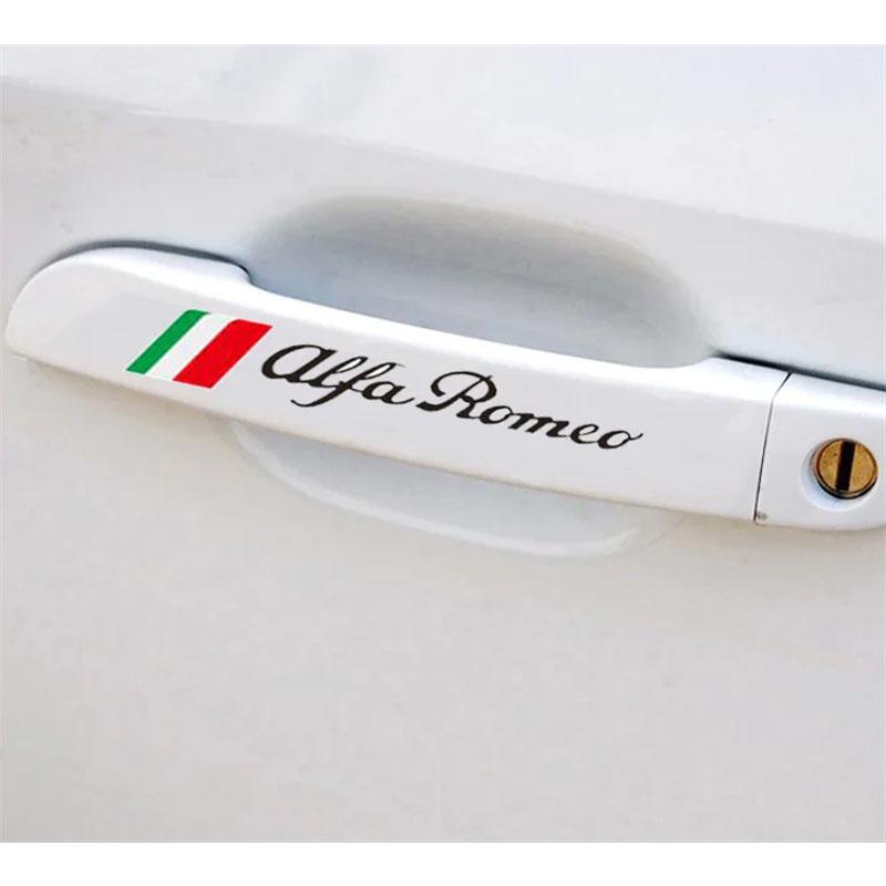 4pcs Car Styling Door Handle Sticker for Alfa Romeo Logo Mito 147 156 159 166 GT Giulietta Spider Auto Emblem Badge Accessoriesqwe5