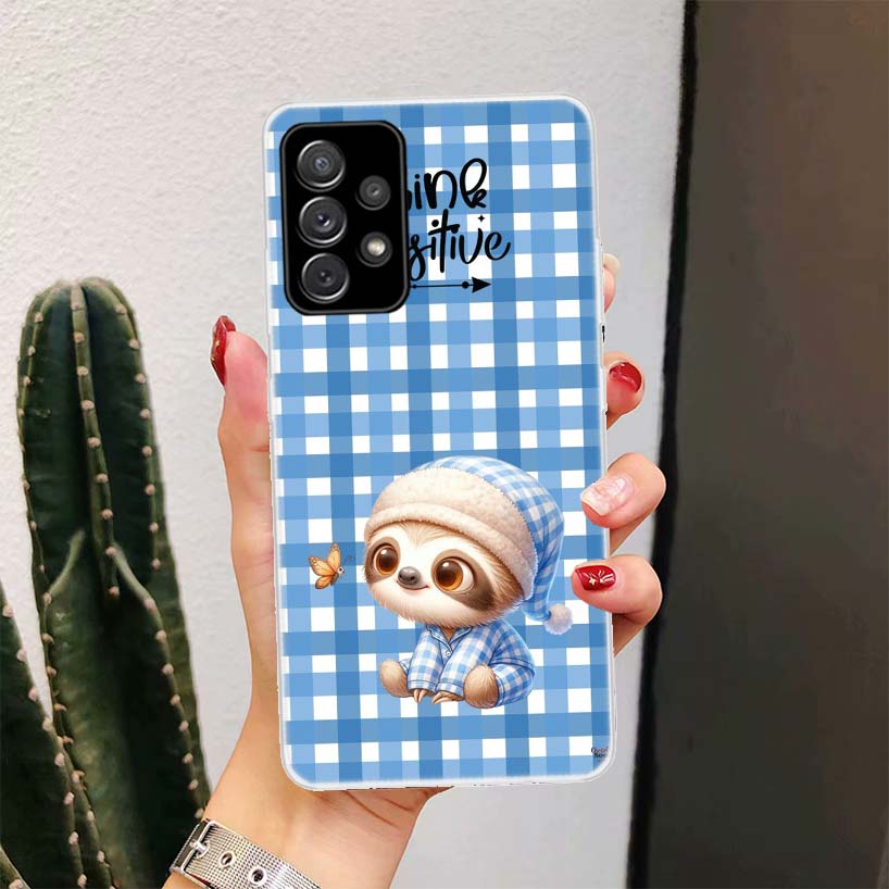 Animal Cute Cartoon Sloth Coffee For Samsung Galaxy A17 A16 A15 A14 A13 A56 A55 A54 A53 Phone Case A36 A35 A34 A33 A26 A25 A24 A