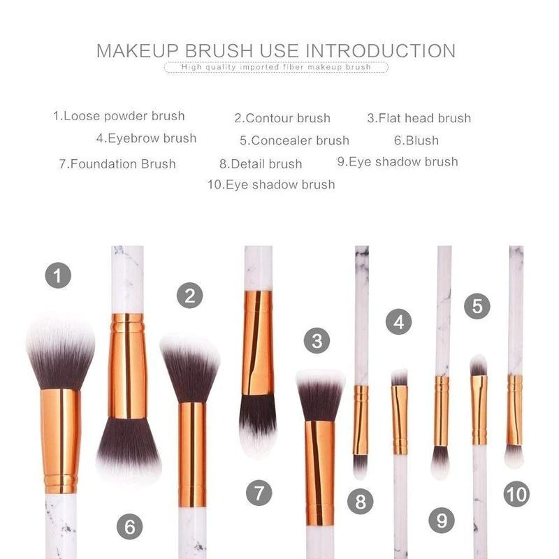 10 шт., кисти для макияжа, набор инструментов, косметическая пудра, тени для век, тональная основа, румяна, растушевка, косметическая кисть