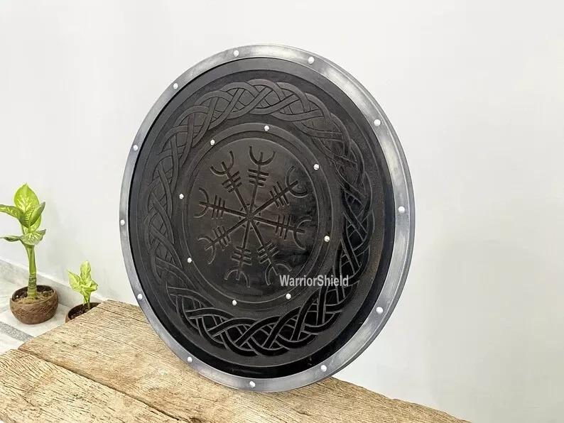 Medieval Handmade Shield Helm Carved Shield