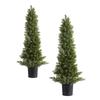 Artificial Topiary Cedar Trees, 2 Set 914mm Faux Pine Shrubs Plants, Fake Silk Tree Look Real, Easy Assembly for Decor Front Porch Outdoor Patio
