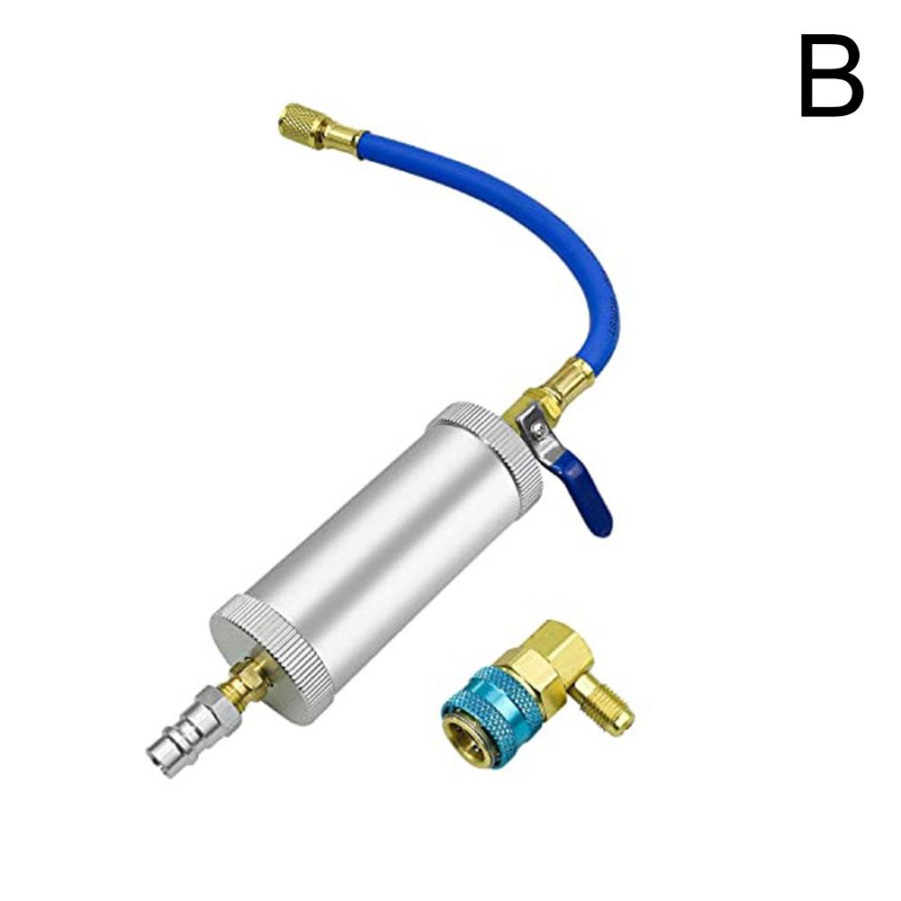 Car A/C Oil/Dye Injector 30Ml 1Oz with Low Side Quick Adapter Air Coupler 1/4 Oiler Syringe Automotive Injection Conditioni C5N1