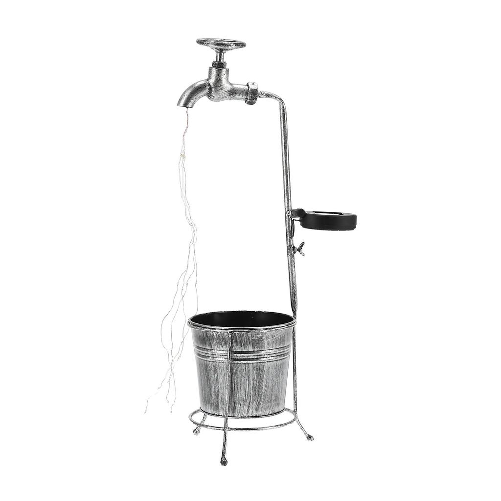 Lawn Lamp Solar Outdoor Waterproof Metal Faucet Durable Light Statue for Courtyard Lawn Balcony