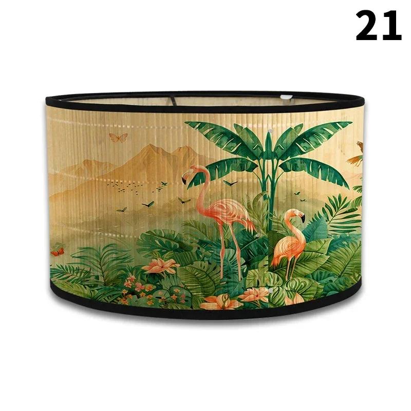 E27 Винтажные абажуры с цветочным принтом из бамбука ручной работы, чехол для лампы для бара, кафе, настенный светильник, люстра для домашнего декора