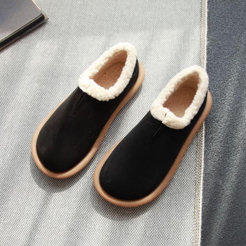 Платформа мех замша женские туфли на плоской подошве мокасины теплые плюшевые хлопковые туфли брендовая повседневная обувь женская зимняя удобная нескользящая обувь 2024 года