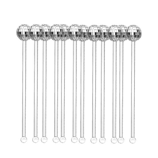 12 шт., пластиковые палочки для смешивания, прозрачные полезные 19,5 см, диско-шар, мешалка для напитков Swizzle