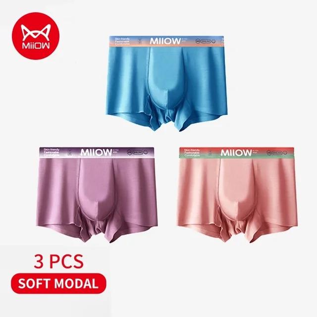 MiiOW 3 шт., мягкие шелковистые мужские трусы-боксеры из модала 7A, антибактериальные хлопковые мужские трусы, мужские трусы-боксеры с градиентом цвета