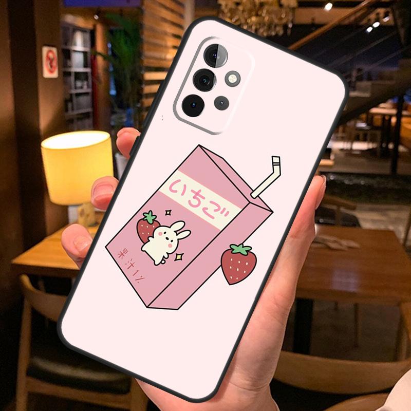 Милый чехол-коробочка клубничного молока для Samsung Galaxy A36 A56 A26 A16 A06 A53 A33 A13 A12 A32 A52 A55 A35 A15 A54 A34 A14