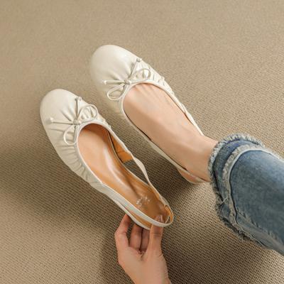 Летние сандалии из овчины, с закрытым носком, корейская версия, удобные однотонные сандалии на плоской подошве, мягкая подошва из говяжьей кожи, новые сандалии с открытой пяткой, натуральная кожа