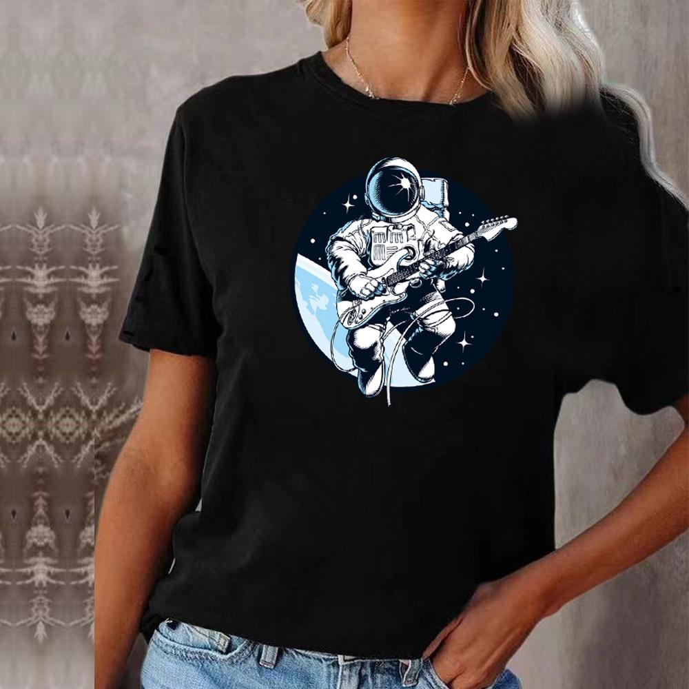 Модная летняя женская футболка с принтом астронавта, повседневная дышащая женская футболка с круглым вырезом и коротким рукавом, женская одежда, уличная одежда