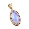 Natural Rainbow Moonstone Gemstone 925 Solid Silver Two Tone Pendant 1.50" O7B54