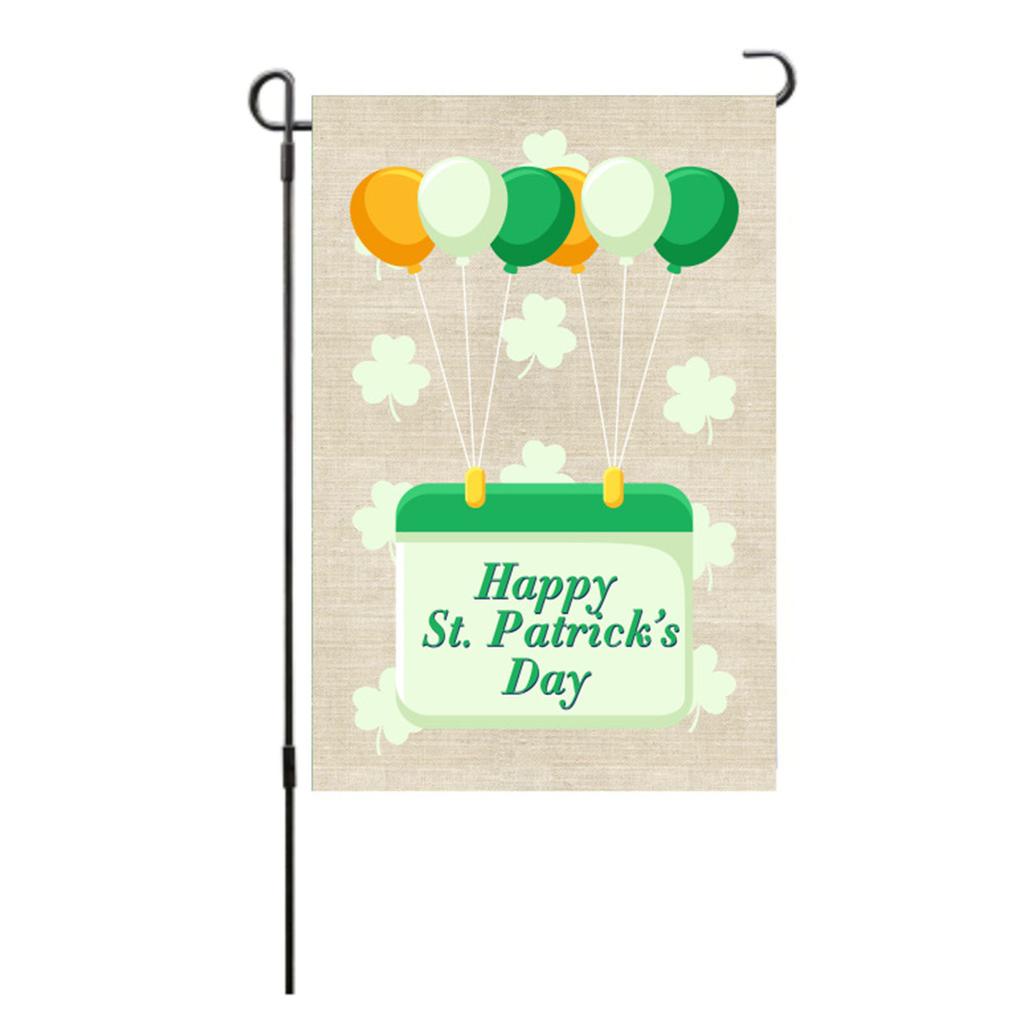 St Patricks Day Flag Double Sided Fade Resistant Polyester Leaf Garden Flag for Lawn Courtyard Party