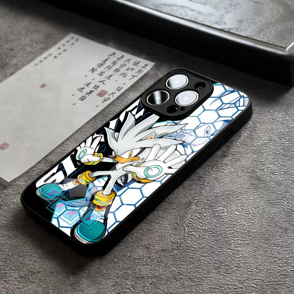 Cartoon S-Sonics Hedgehog Phone Case For IPhone 16 Pro Max 14 17 Air 12 15 11 13 Mini X XR XS Max SE Glass Cover