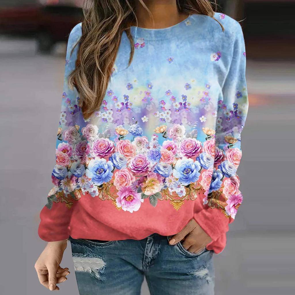 Женские футболки Красивый цветок и птица 3D-принт Женская футболка с длинным рукавом