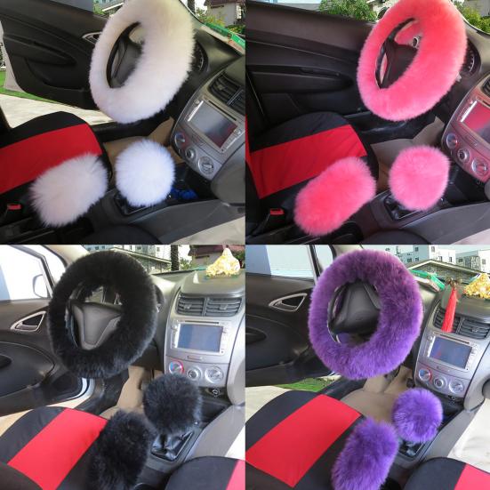 3 шт./компл. рулевое колесо из искусственной шерсти, стержень переключения передач, тормозной пушистый чехол, декор для автомобиля