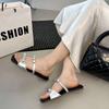 Сказочный ветер бант однословные шлепанцы женские 2025 лето новый носить красивые квадратный носок с открытым носком прохладные шлепанцы