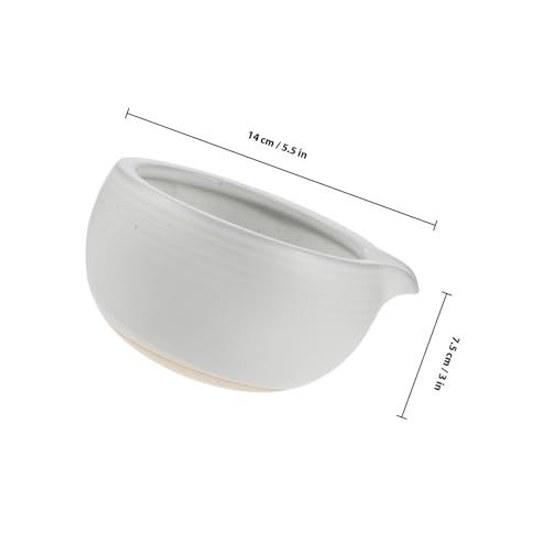 Traditional white ceramic matcha bowl tea ceremony spout easy pour smooth surface capacity 525ml simple beautiful design.