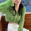 Осенний короткий ретро вязаный кардиган с нишевым ароматом, новый топ-куртка в французском стиле с длинным рукавом из норки