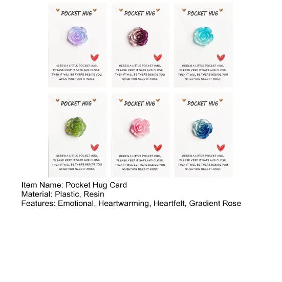 Pocket Hug Card with Gradient Rose for Women Men Mini Pocket Hug Tokens with Greeting Card Inspirational Gifts for Long Distance Relationship