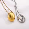 Geometric Long Sweater Chain Large Oval Glossy Droplet Pendant Water Drop Necklace Jewelry Gifts