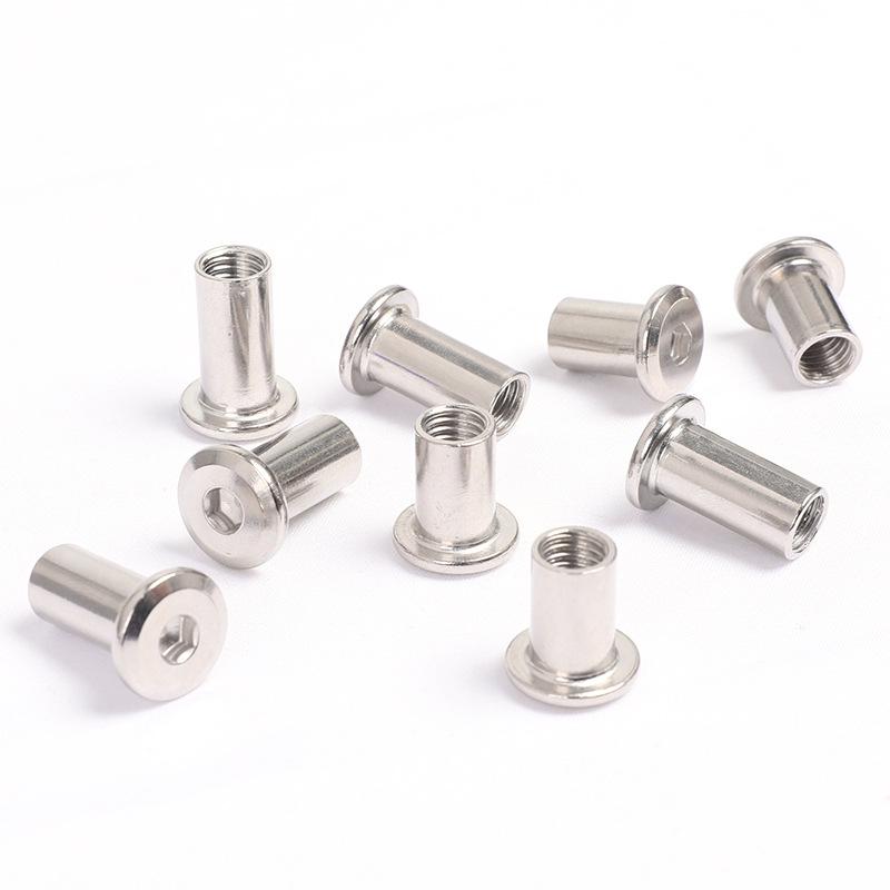 Никелированная мебельная стопорная гайка с плоской головкой и шестигранным углублением под ключ M6/M8/M10