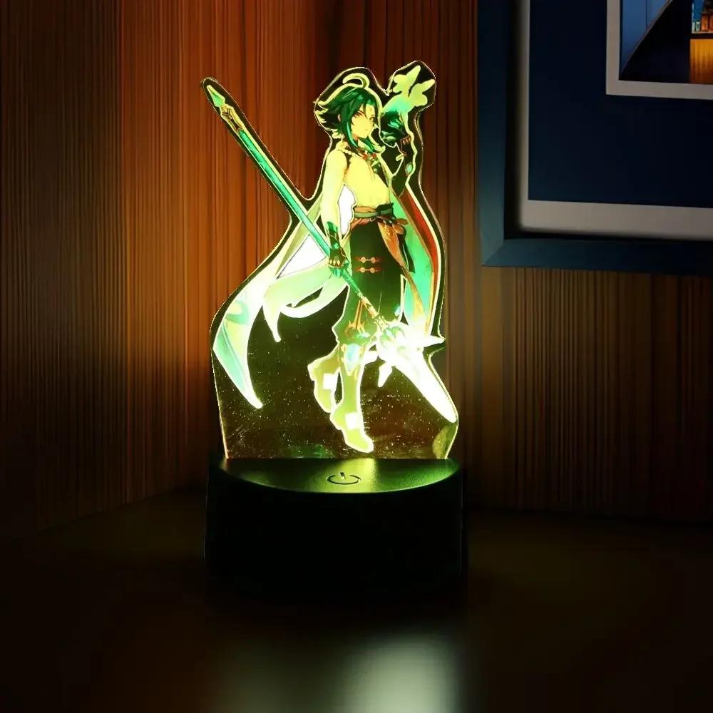 Anime Figures 3D Lamp Zhongli Xiao Genshin Impact LED Night Light Smart Touch Remote RGB Decoration Room Kid Birthday Toys Gifts