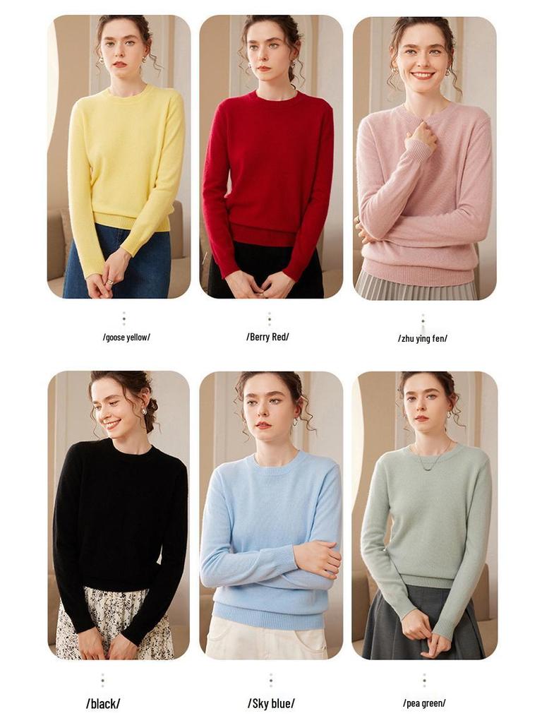 Women's Plus Size Cashmere Sweater - Round Neck, Loose-Fit, Knitted Pullover for Autumn and Winter