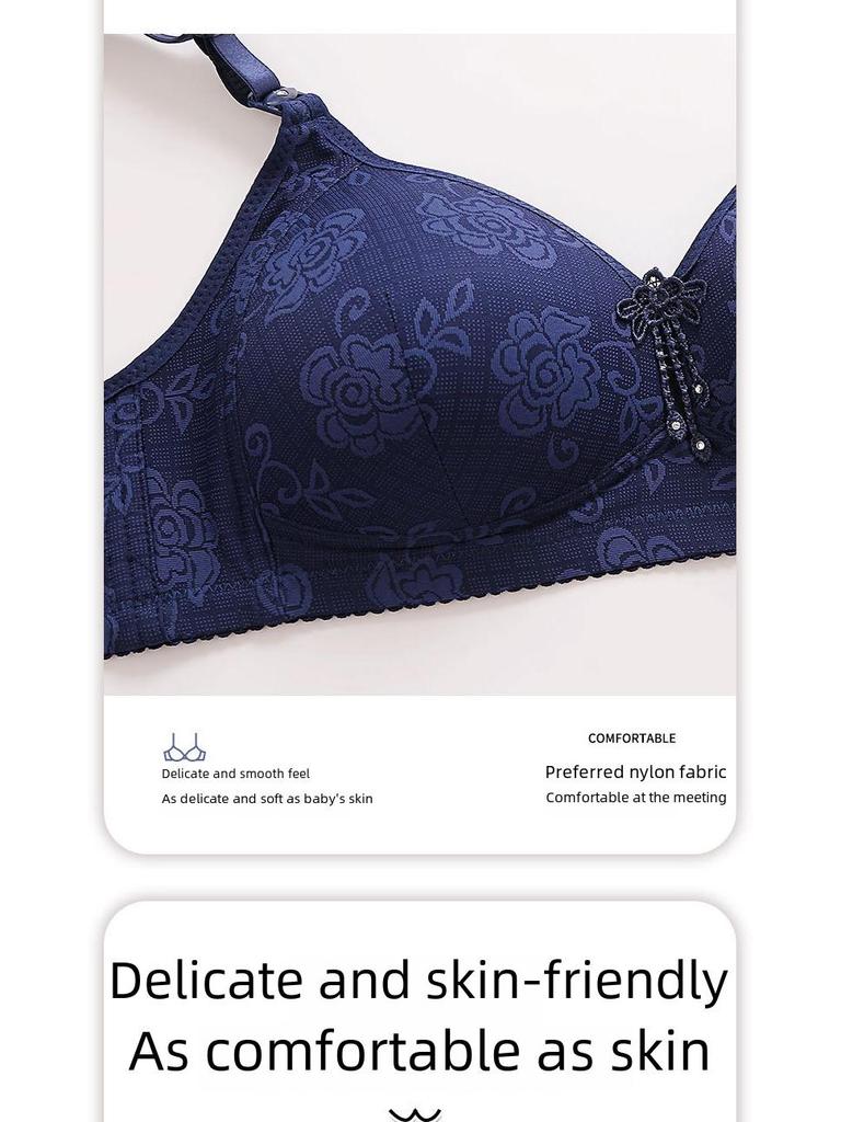 Большой жаккардовый бюстгальтер с тонкой чашкой без косточек, полностью закрывающий бюстгальтер для зрелых женщин