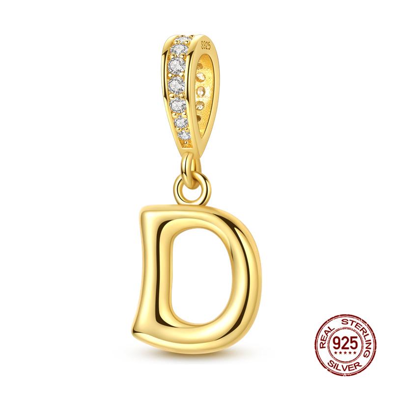 Новинка Оригинальные Шармы Медь 26 Золотых Букв А-Я Шарм-Бусина Подходит для Оригинального Браслета 3 мм для Женщин DIY Модная Бижутерия Подарок