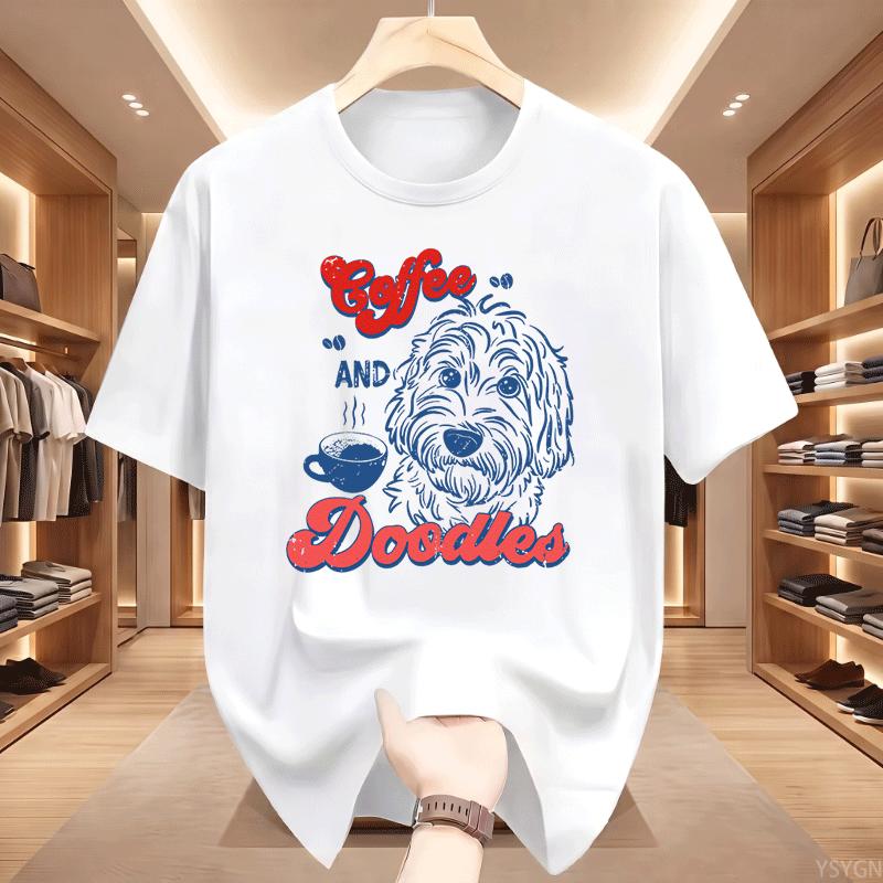 Coffee Funny Doodle Dog Coffee Club Pet Lover Streetwear Tshirt Humor Tee Loose Fit Clothing For Unisex And Unisex Short Sleeve