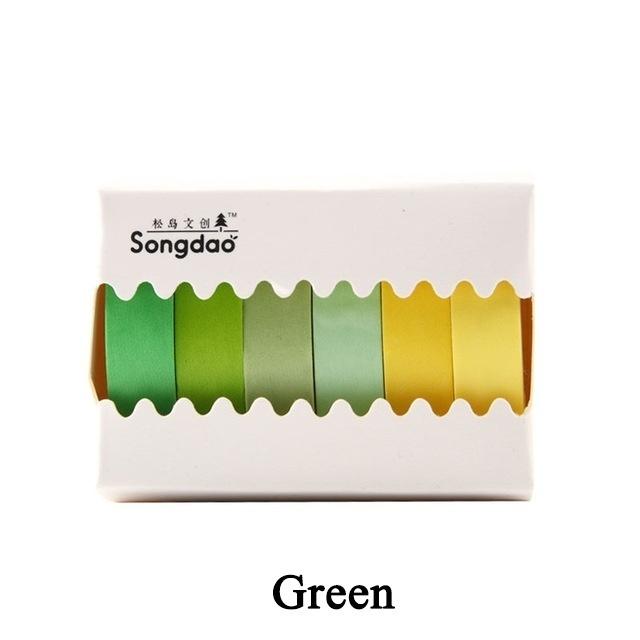 6 рулонов/лот Радужный малярный скотч Лента васи Однотонный малярный скотч Васи Клейкая бумажная лента Клейкая декорация