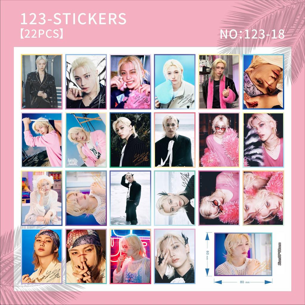 22Pcs Skzoo Square Creative Stickers Straykids Album Doit Peripheral Account Stickers Card Stickers Luggage Stickers