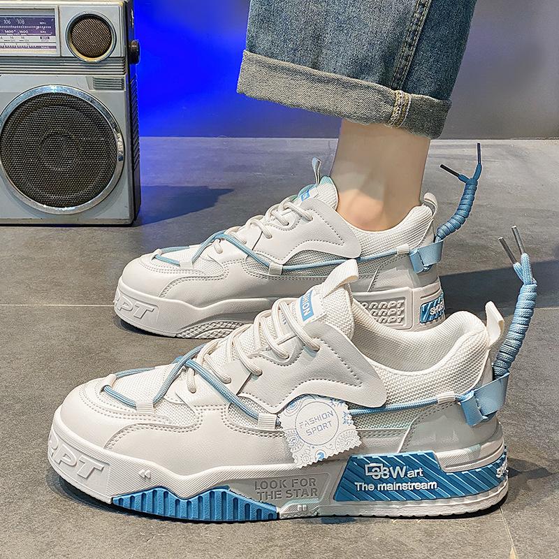 Мужская обувь тренд молодежный оригинальный дизайн повседневная обувь для скейтборда спортивная увеличивающая рост белая обувь