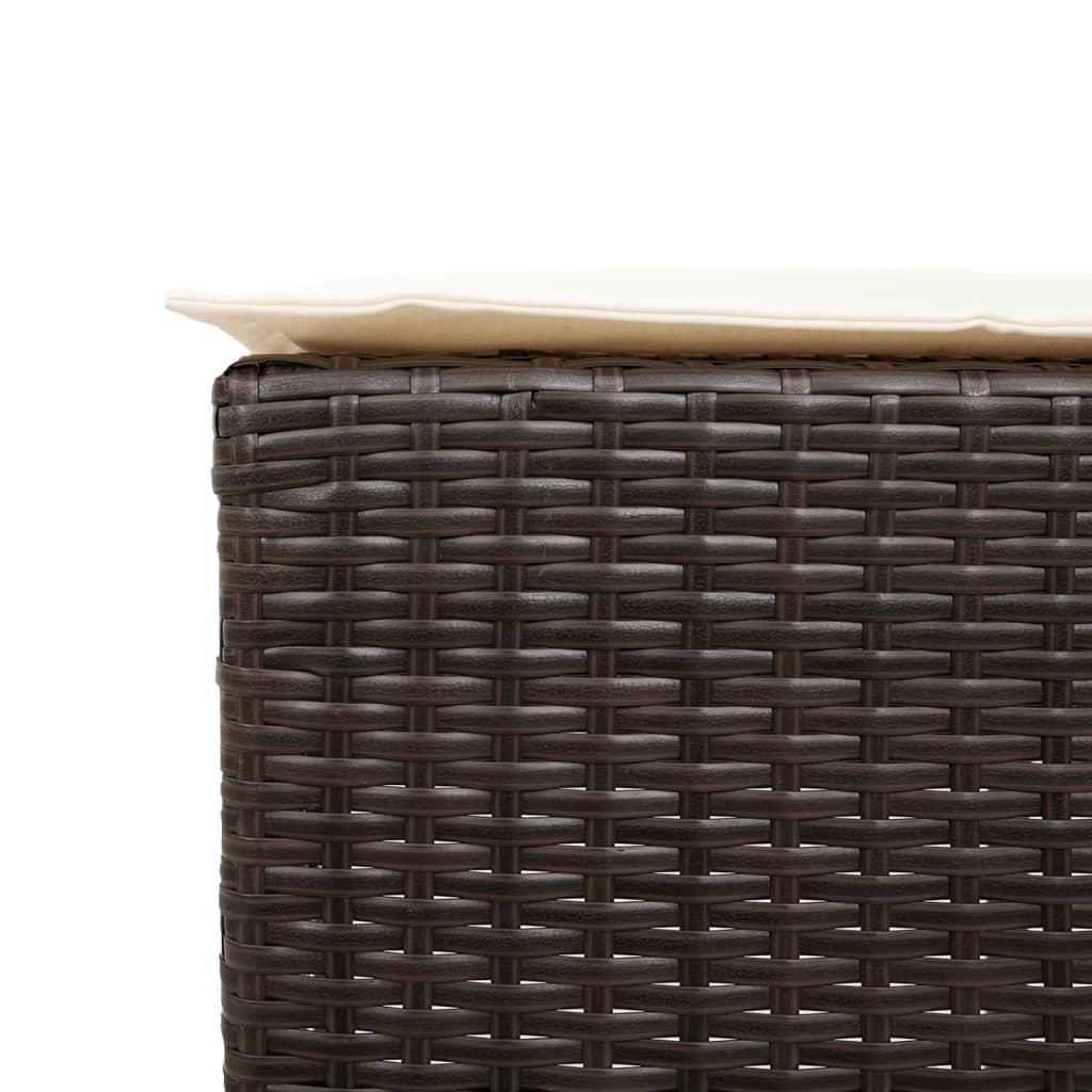 7 Piece Garden Bar Set with Cushions Brown Poly Rattan