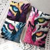 Vibrant Animal Eye Close-Up Throw Pillow Covers, Colorful Tiger Eye Print Cushion Cases Bold Wildlife Home Decor For Living Room