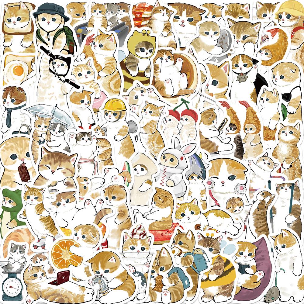 Cute Cat Cartoon Graffiti Stickers: Waterproof DIY Decorations for Notebooks & Suitcases