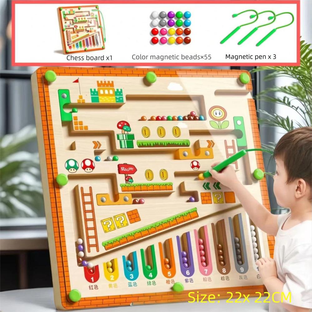 Montessori Toys, Magnetic Color and Number Maze, Wooden Toys for Kids Ages 2 To 8, Fine Motor Skills Toys for Boys and Girls